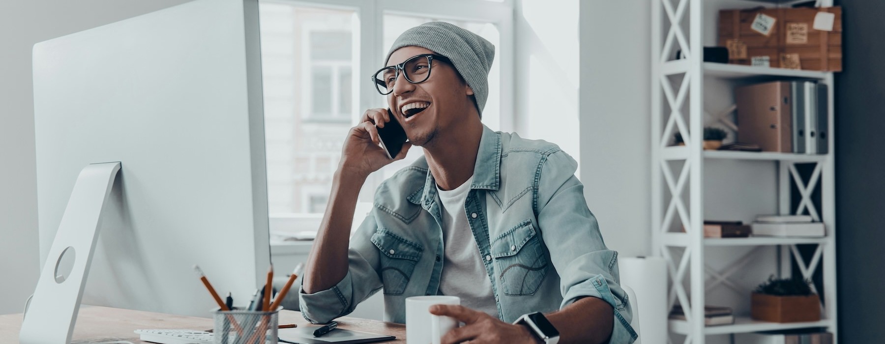 a man talking on the phone